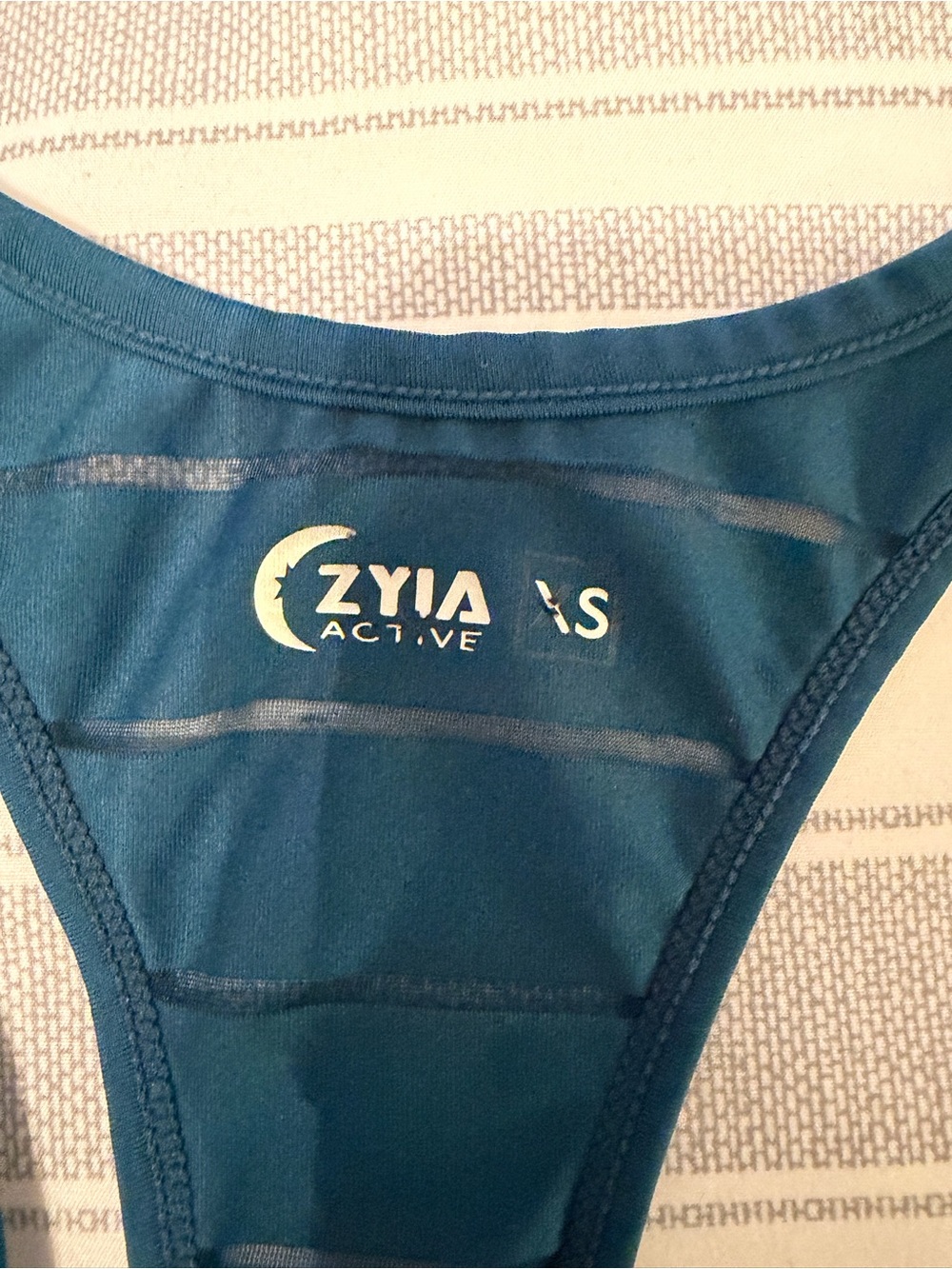 ZYIA Teal Striped Racerback Active Tank - Picture 2 of 3